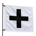 White Starter Flag With Black "Plus +" Sign