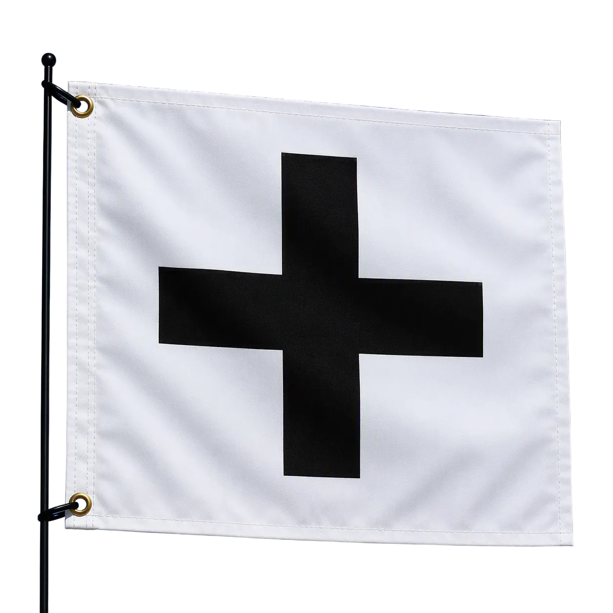 White Starter Flag With Black "Plus +" Sign